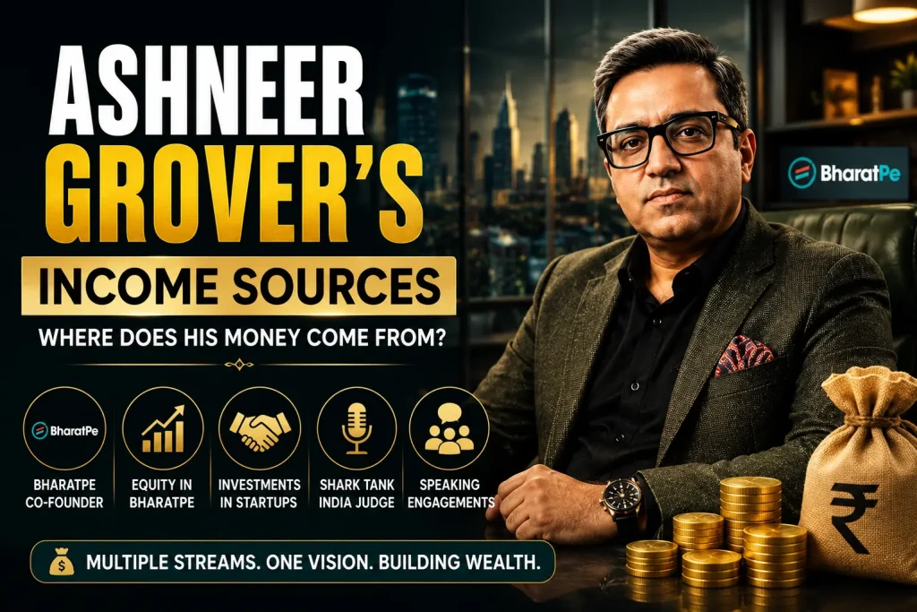 ashneer grover s income sources where does his money come from