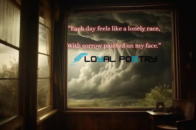 each day feels like a lonely race, with sorrow painted on my face.
