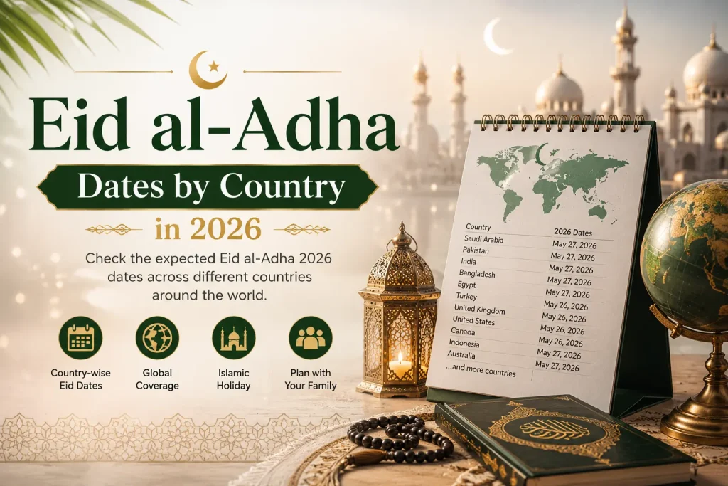 eid al adha dates by country in 2026