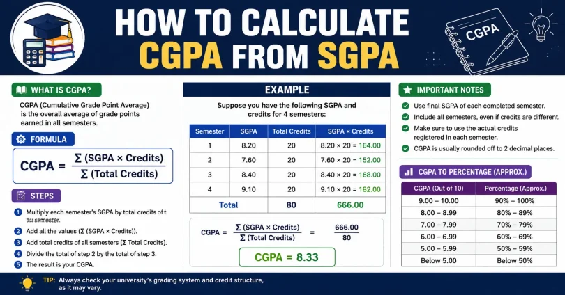 how to calculate cgpa from sgpa