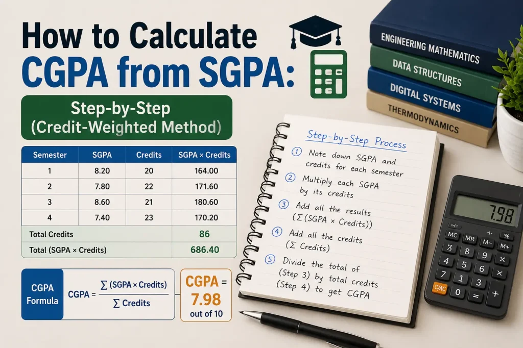 how to calculate cgpa from sgpa step by step credit weighted method