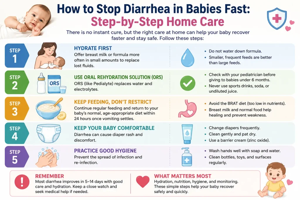 how to stop diarrhea in babies fast step by step home care