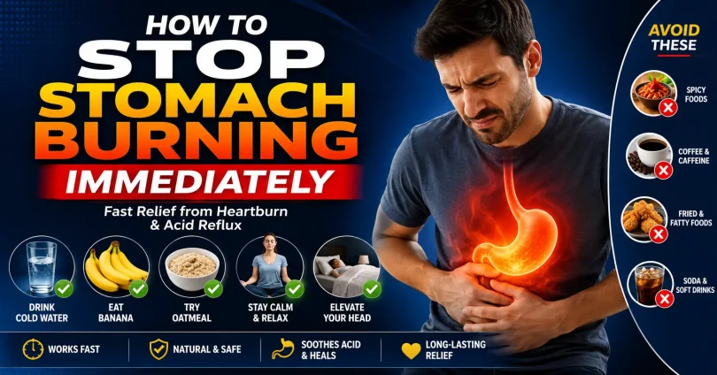 how to stop stomach burning immediately