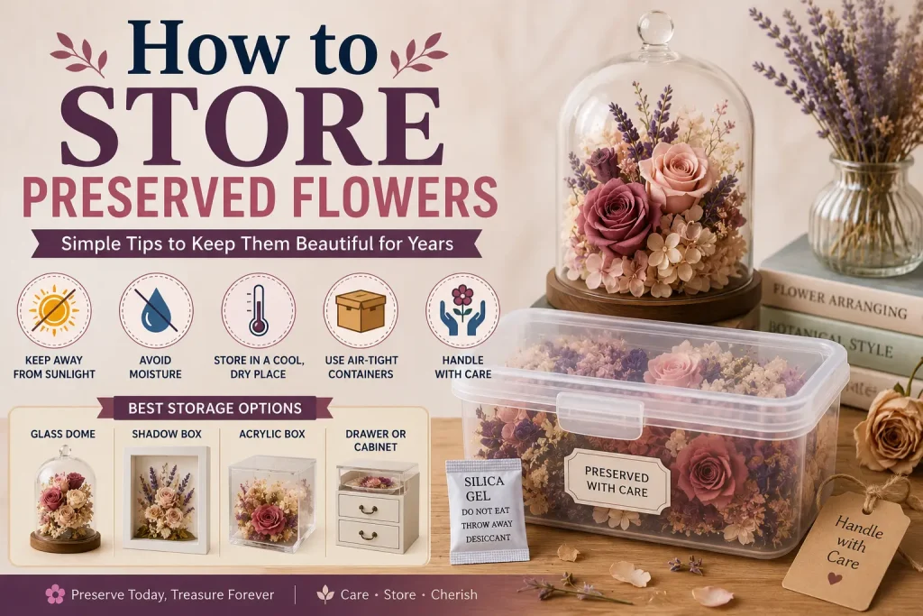 how to store preserved flowers