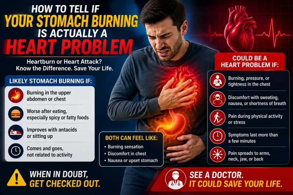 how to tell if your stomach burning is actually a heart problem