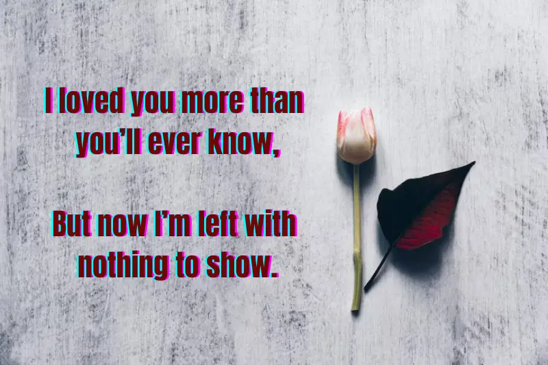 i loved you more than you ll ever know, but now I’m left with nothing to show