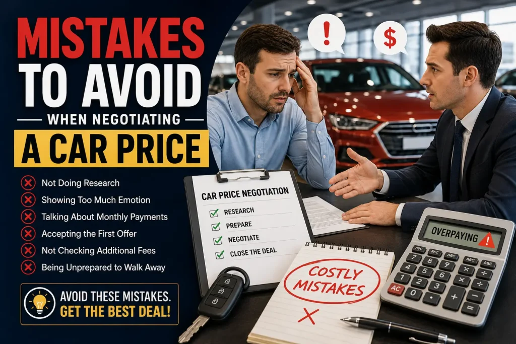 mistakes to avoid when negotiating a car price