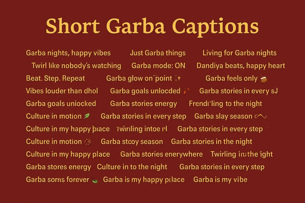 short garba captions