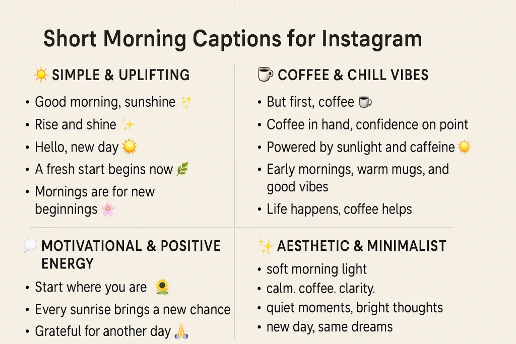 short morning captions for instagram