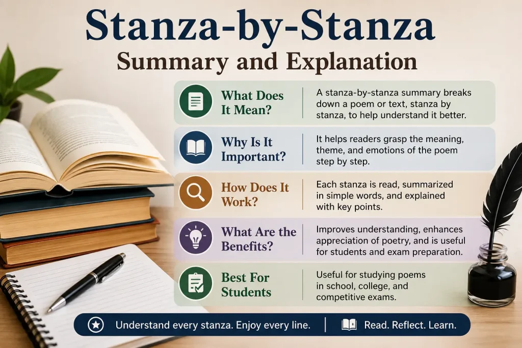 stanza by stanza summary and explanation