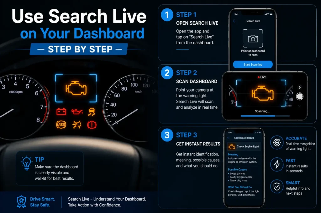 step by step how to use search live on your dashboard right now