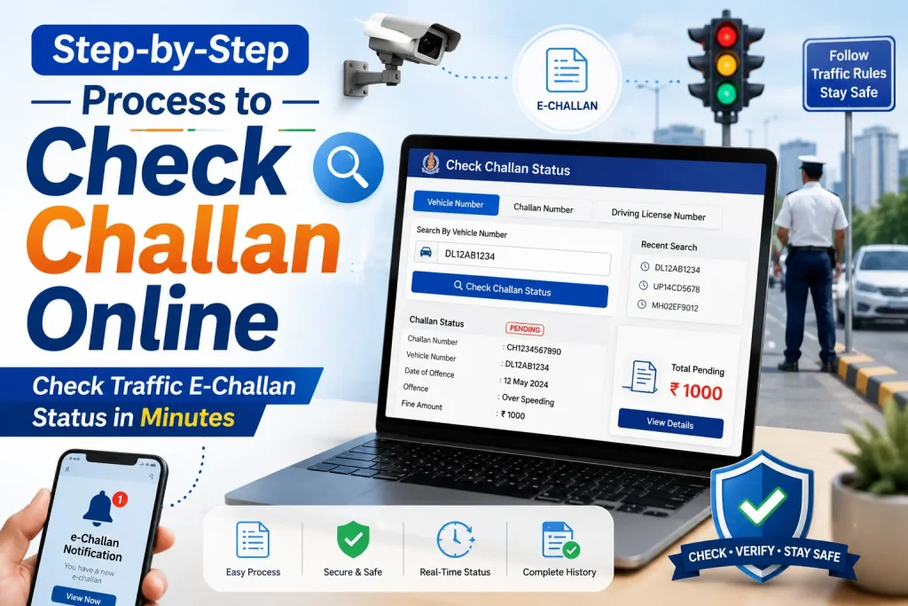 step by step process to check challan online