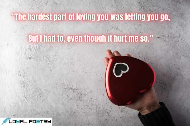 the hardest part of loving you was letting you go, but I had to, even though it hurt me so