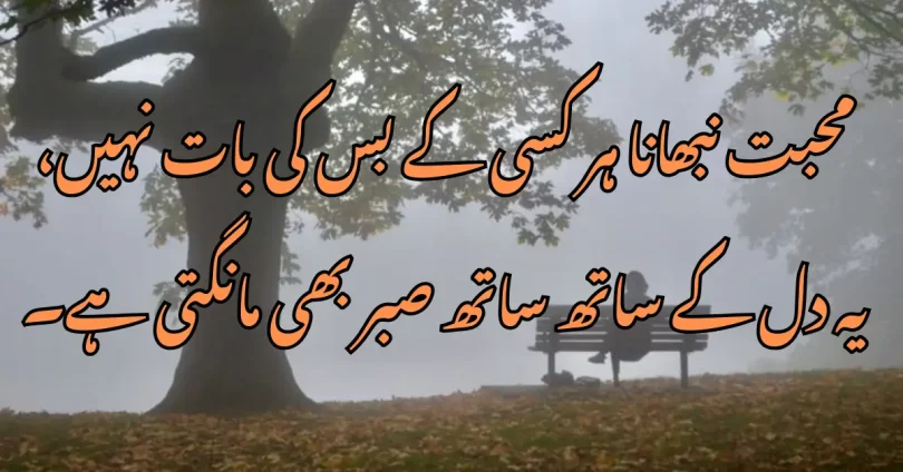 محبت نبھانا ہر کسی کے بس کی بات نہیں، یہ دل کے ساتھ ساتھ صبر بھی مانگتی ہے۔