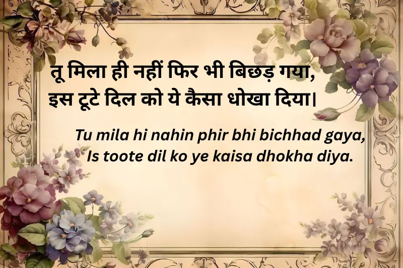 तू मिला ही नहीं फिर भी बिछड़ गया, इस टूटे दिल को ये कैसा धोखा दिया।