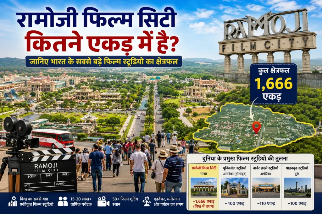 रामोजी फिल्म सिटी कितने एकड़ में है